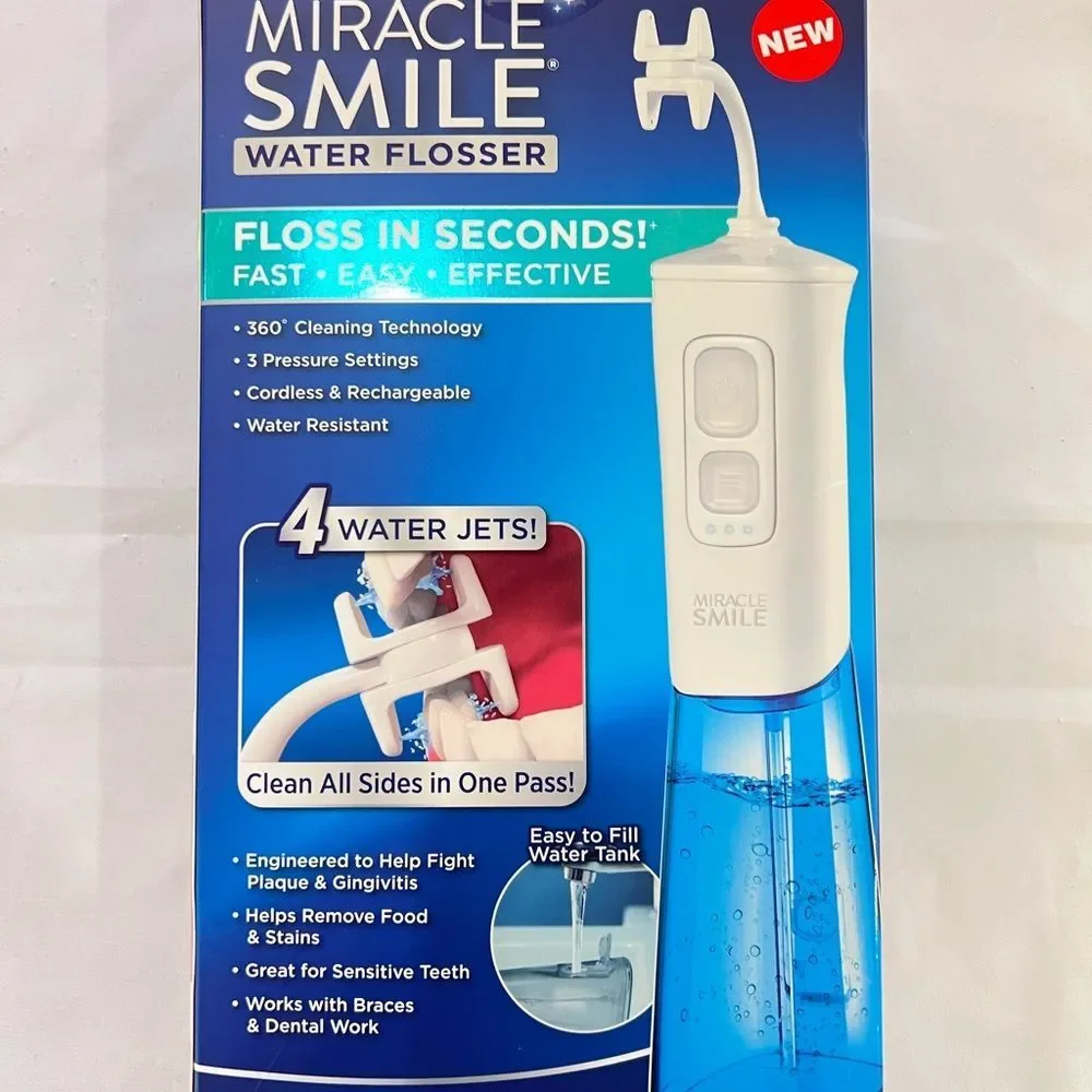 Miracle Smile Water Flosser Cordless & Rechargeable 360 Cleaning Technology